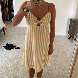 Yellow & White Striped Midi Dress